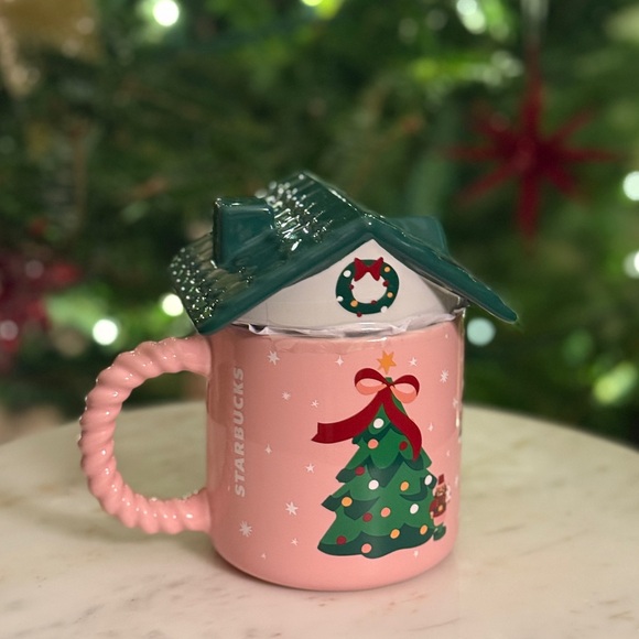 Starbucks Bearista Bear Gingerbread House Pink Ceramic Mug - Picture 2 of 2